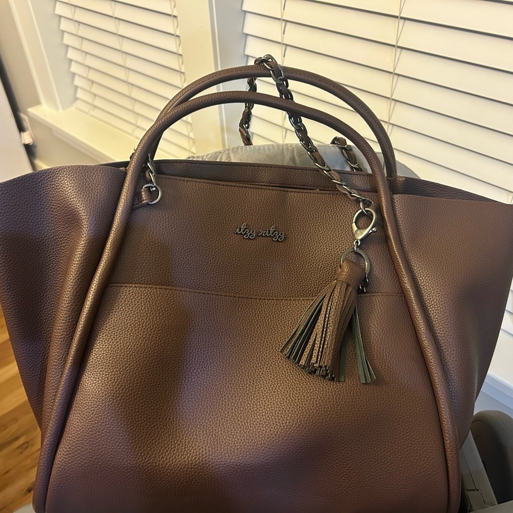 Itzy Ritzy Espresso Diaper Tote with Chain Strap